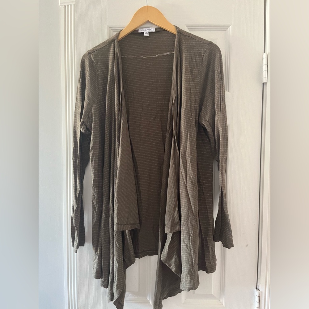 Calvin Klein Brown with Thin Gold Stripes Cardigan